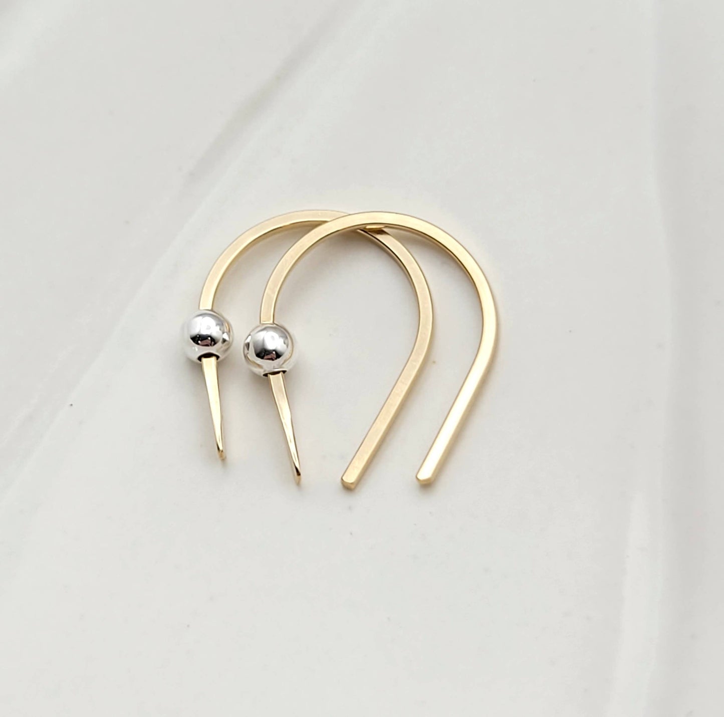 Tiny Gold and Silver Hugger Earrings