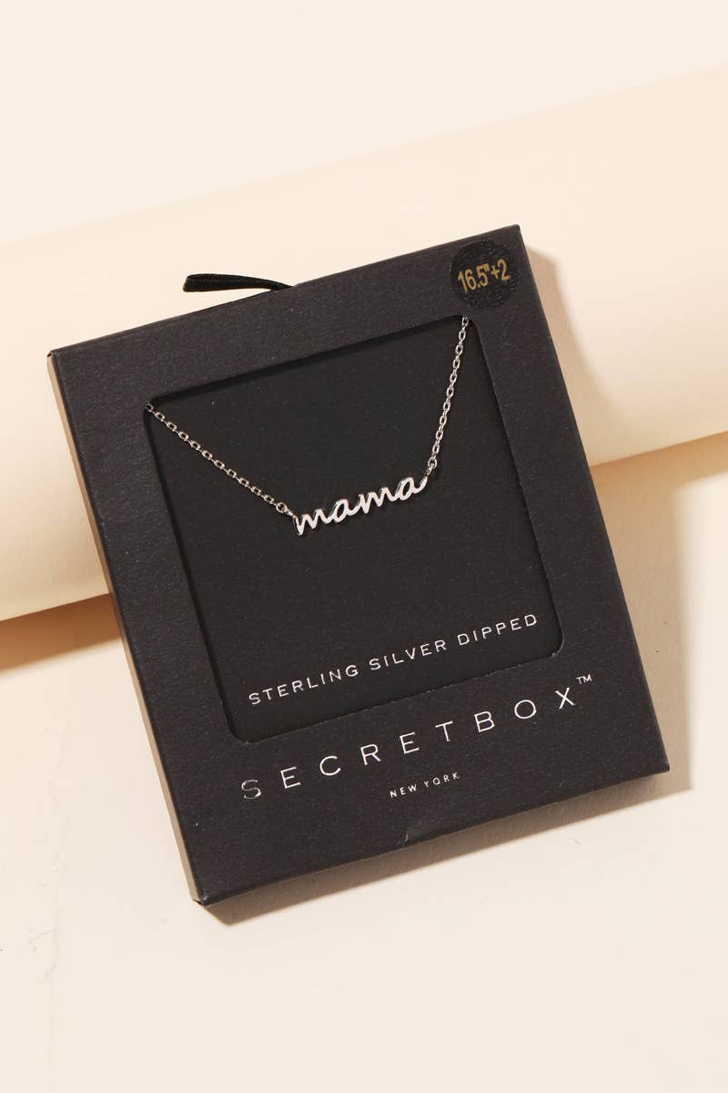 Secret Box Gold Dipped Dainty Mama Pendant Necklace