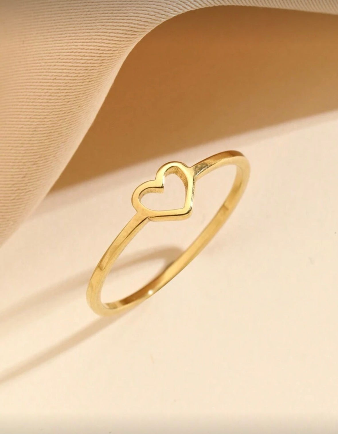 Stainless Steel Hollow Heart Ring