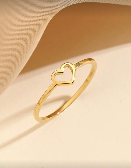 Stainless Steel Hollow Heart Ring