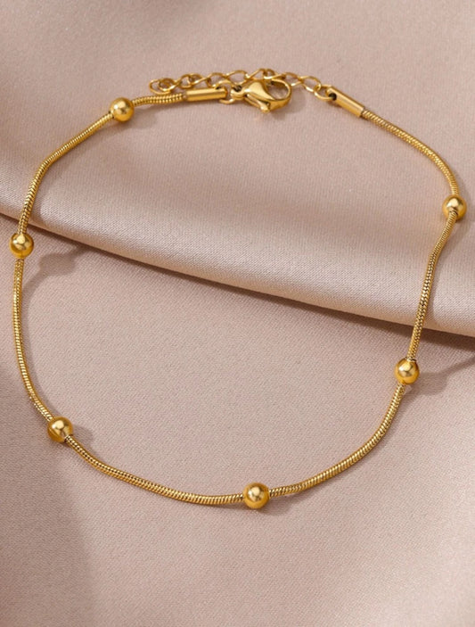 Simple Bead on Round Snake Chain Anklet