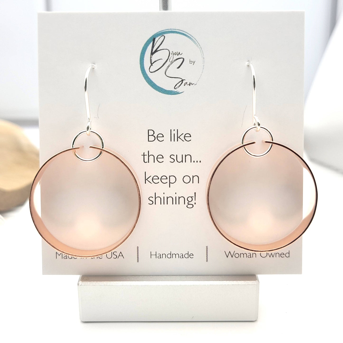 Shiny Copper Hoop Statement Earrings