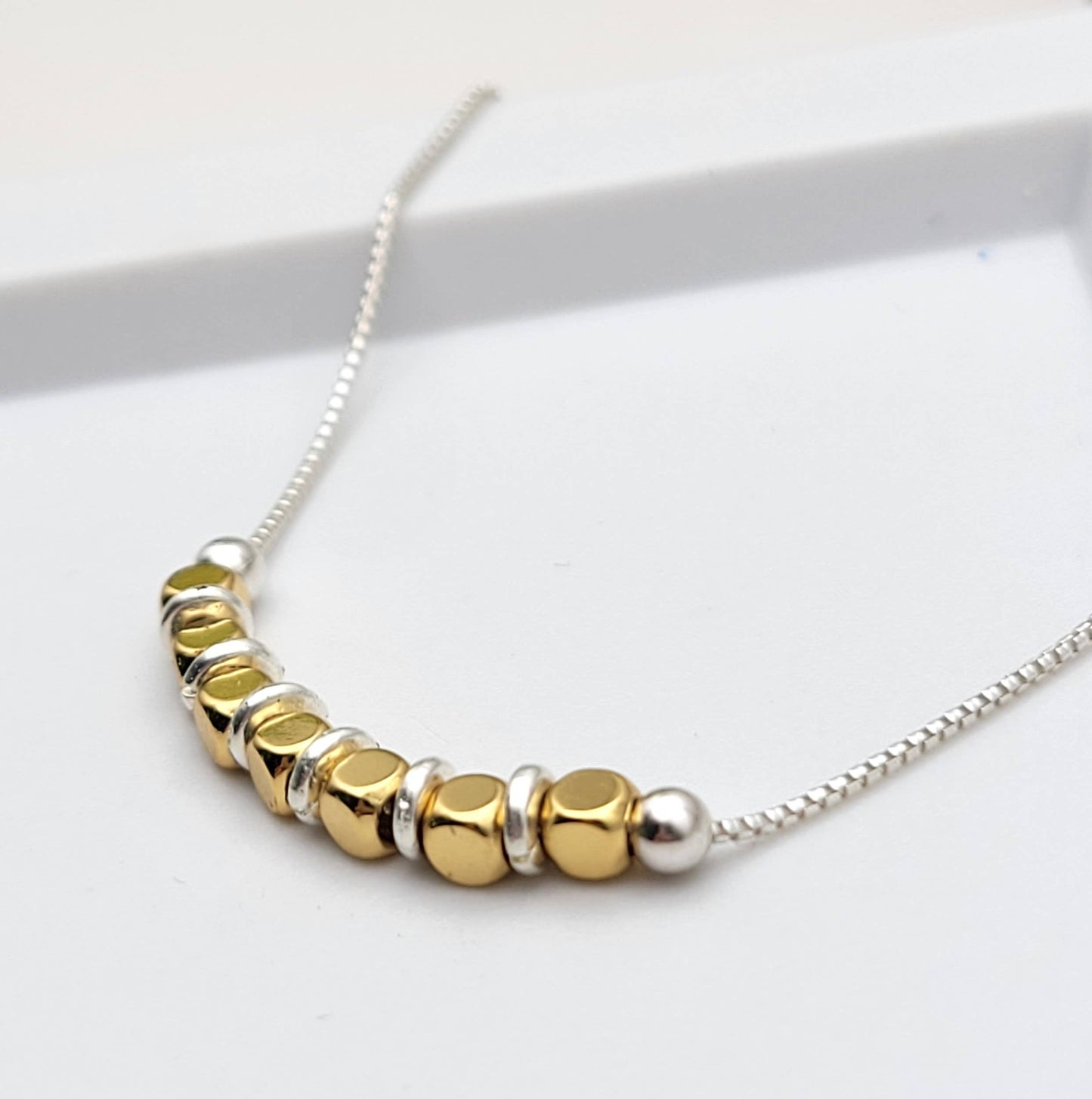 Sterling Silver & Gold Beaded Chain Necklace