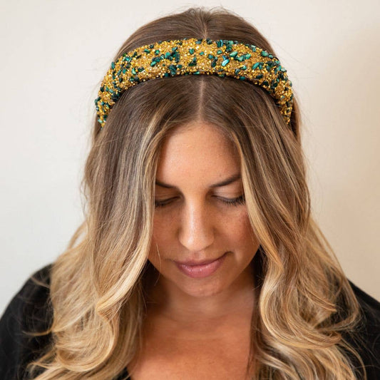 All that Glitters Headband - Forest Green + Gold | Christmas