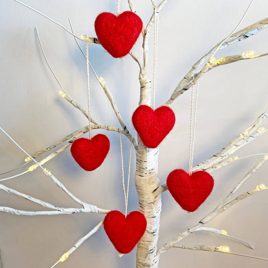 Felt Heart Ornament Singles Red