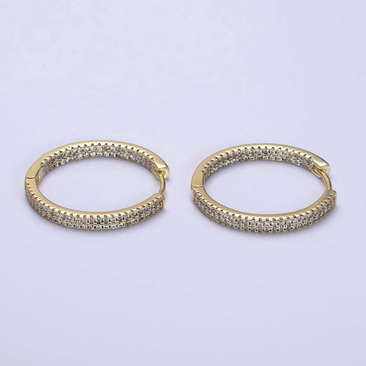 14K Gold Filled 23mm CZ Front-Facing Endless Hoop Earrings