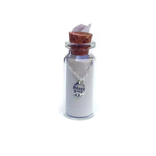 Message In Bottle New - SILVER - Never Give Up