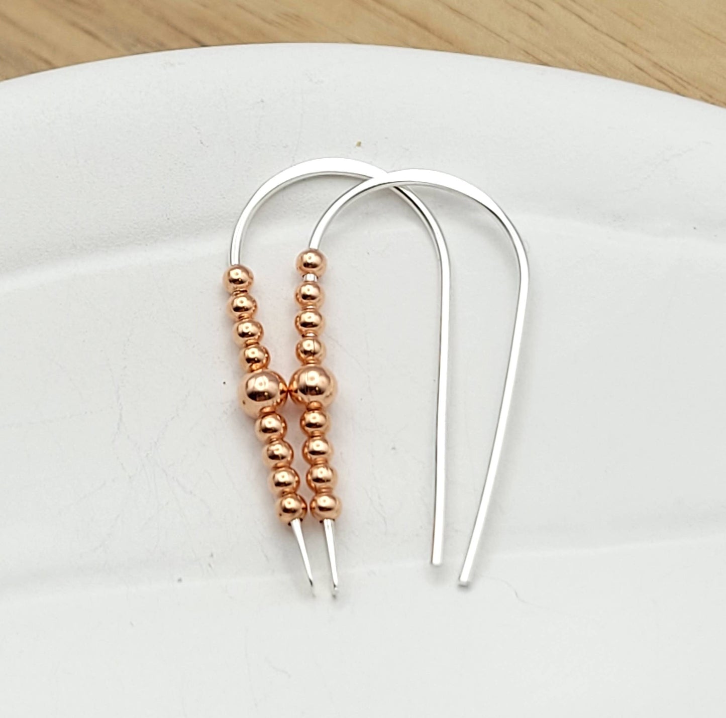 Sterling Silver and Copper Threader Earring