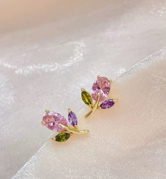 Cubic Zirconia Tulip Earrings