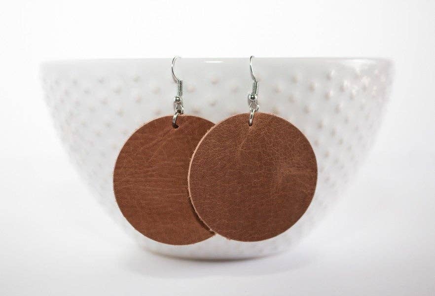 Leather Circle Earrings