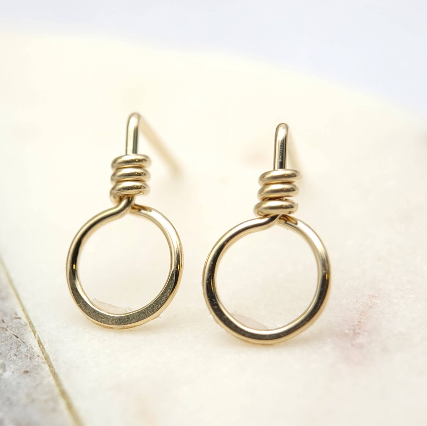 14K Gold Circle Stud Earrings