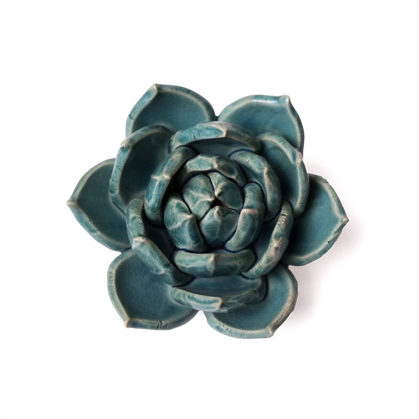 Ceramic Flower Wall Art Succulent Teal 11