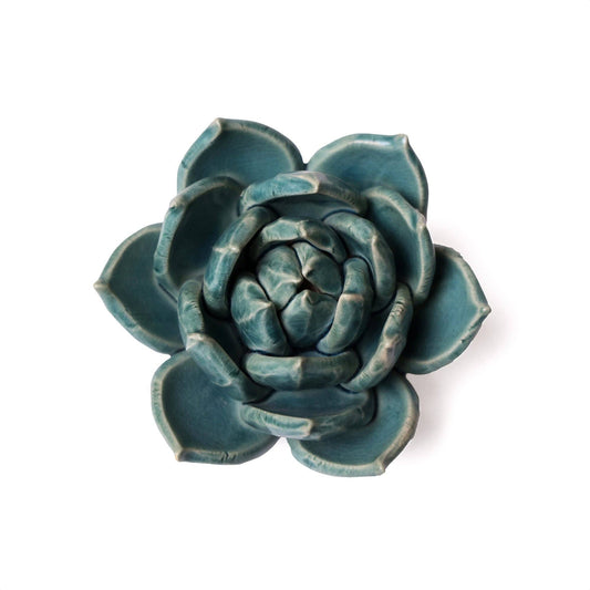 Ceramic Flower Wall Art Succulent Teal 11