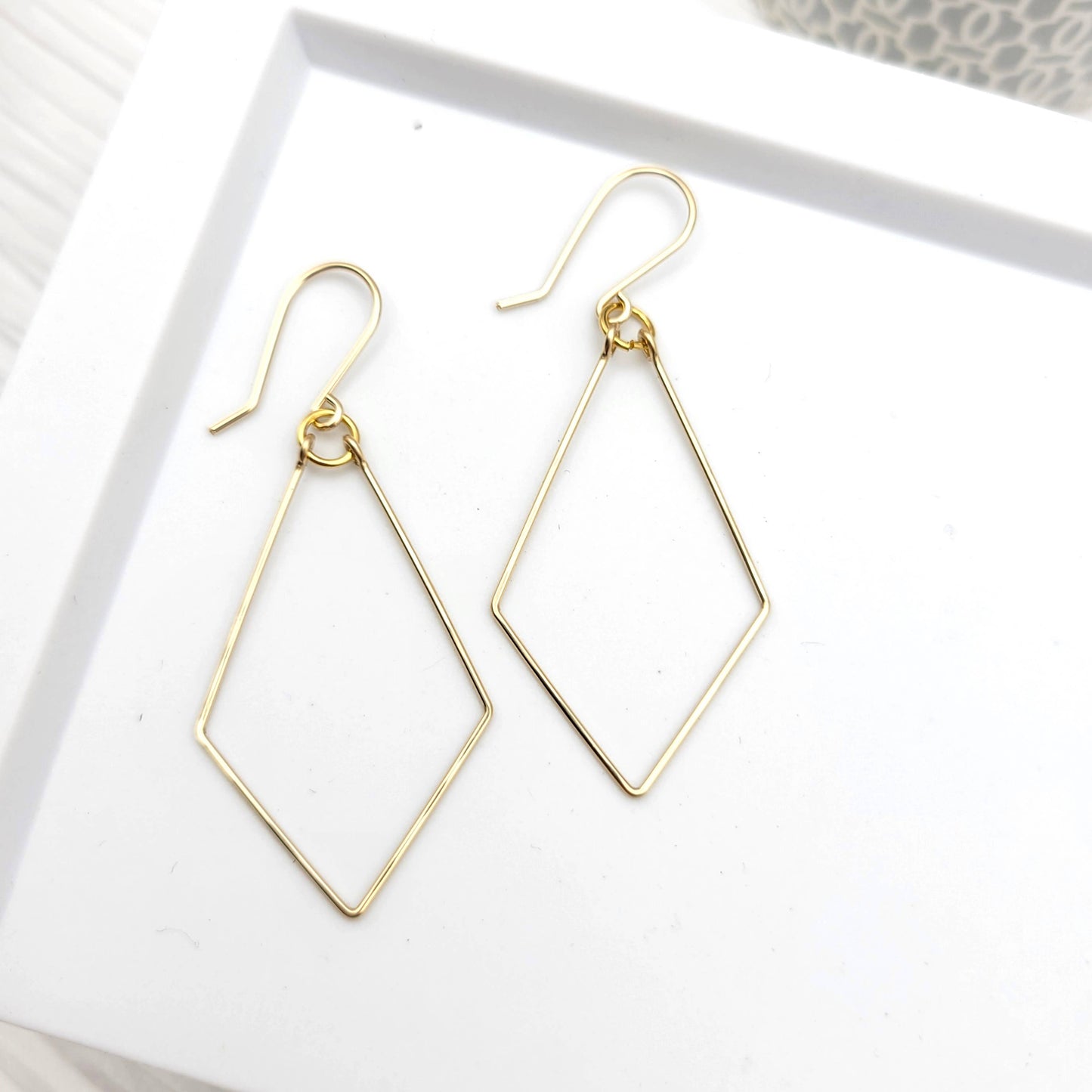 14k Gold Geometric Dangle Earrings