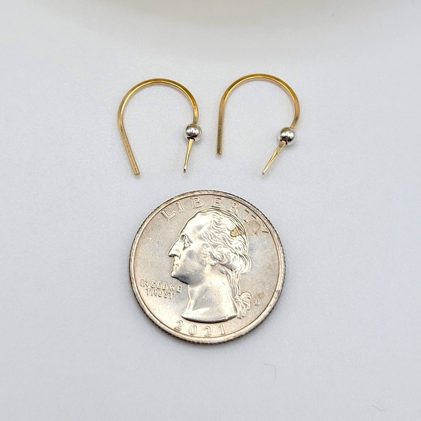 Tiny Gold and Silver Hugger Earrings