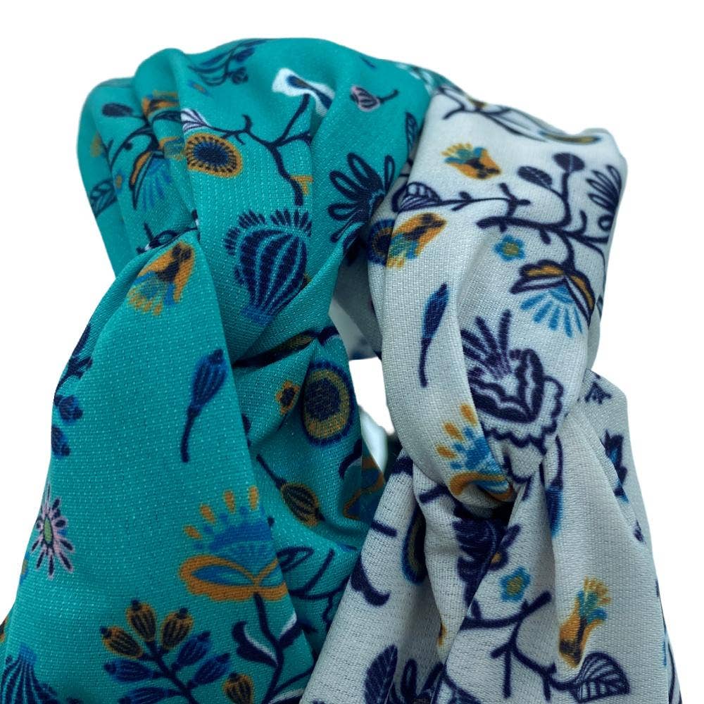 Traditional Knot Headband - Teal Anitque Floral