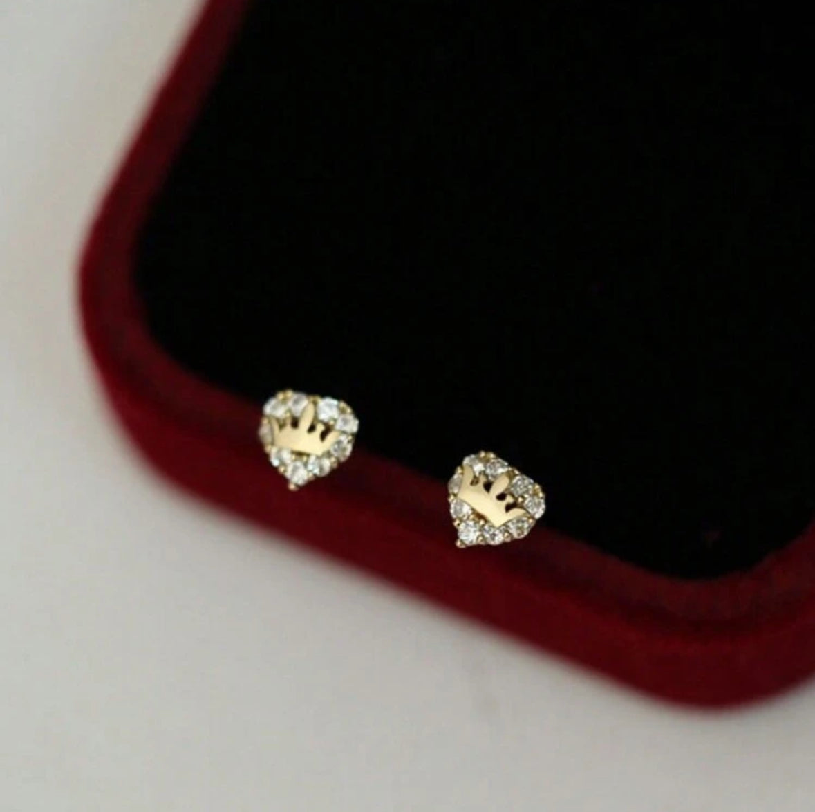 Gold Plated Sterling Silver Heart Crown Earrings