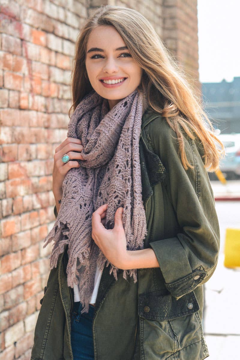 Feather Knit Boho Scarf