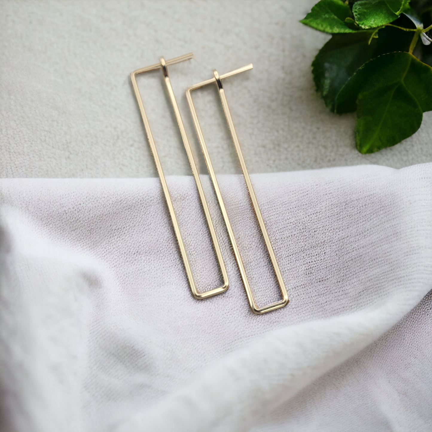 Gold Geometric Rectangle Earrings