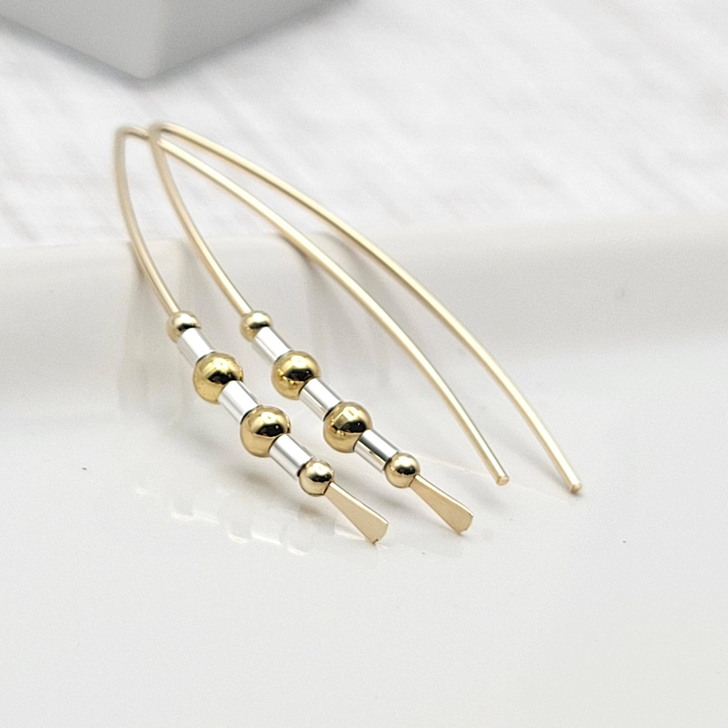 14k Gold and Sterling Silver Open Hoop earrings