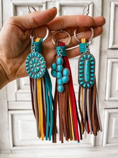 Turquoise Tassel Keychain