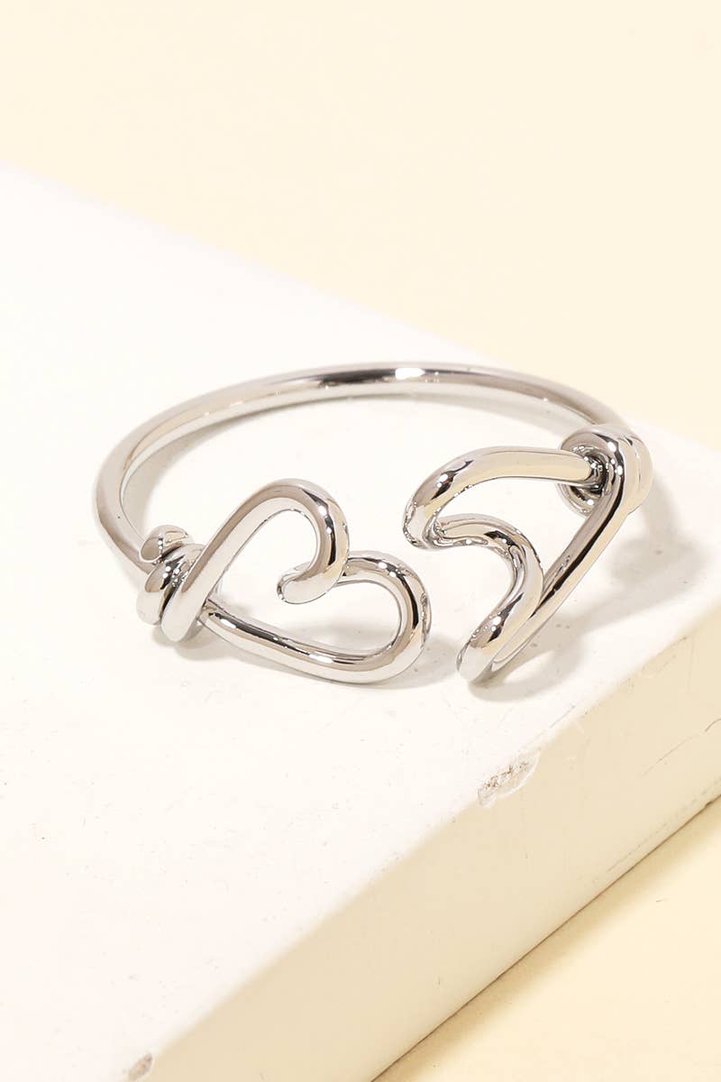 Double Heart Open Ring