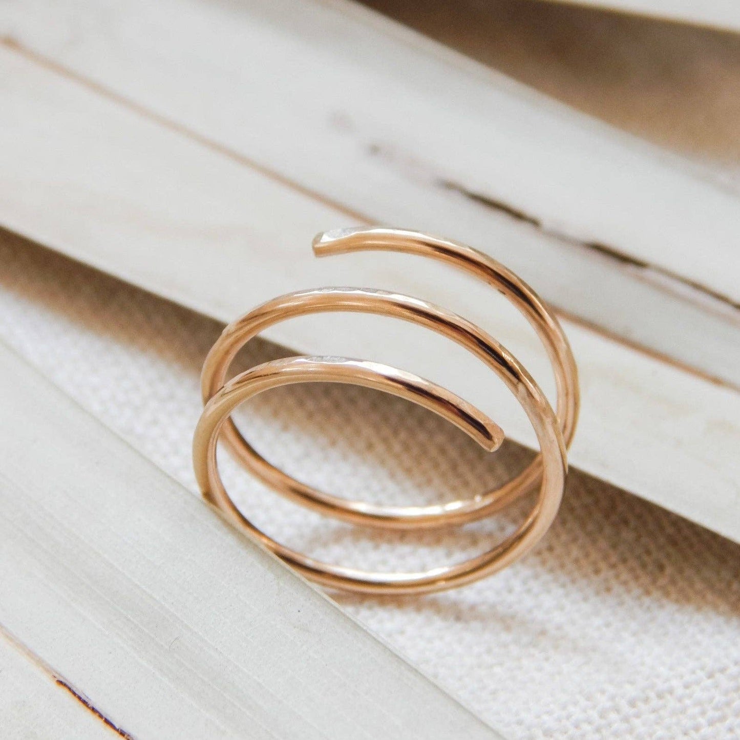 Hammered Wrap Ring - Waterproof, Open Sizing, Hypoallergenic