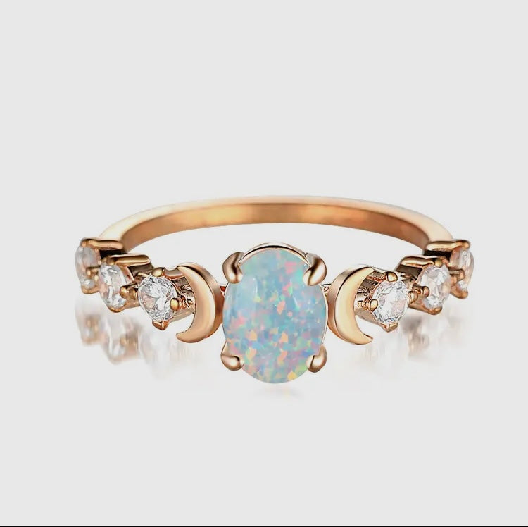 Moonstone Oval Cut Opal Ring