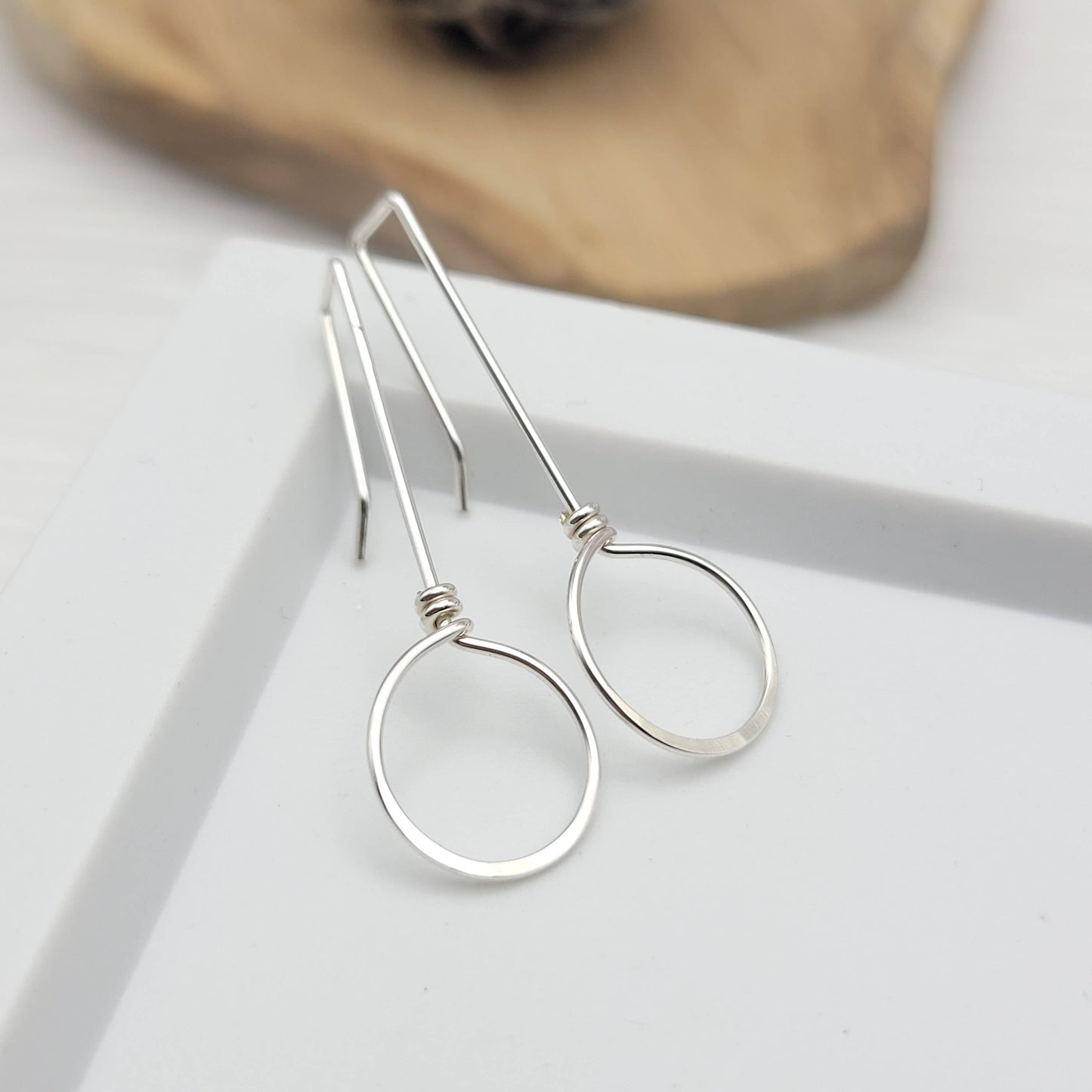 Sterling Silver Threader Hoop Earrings - Handmade Earrings