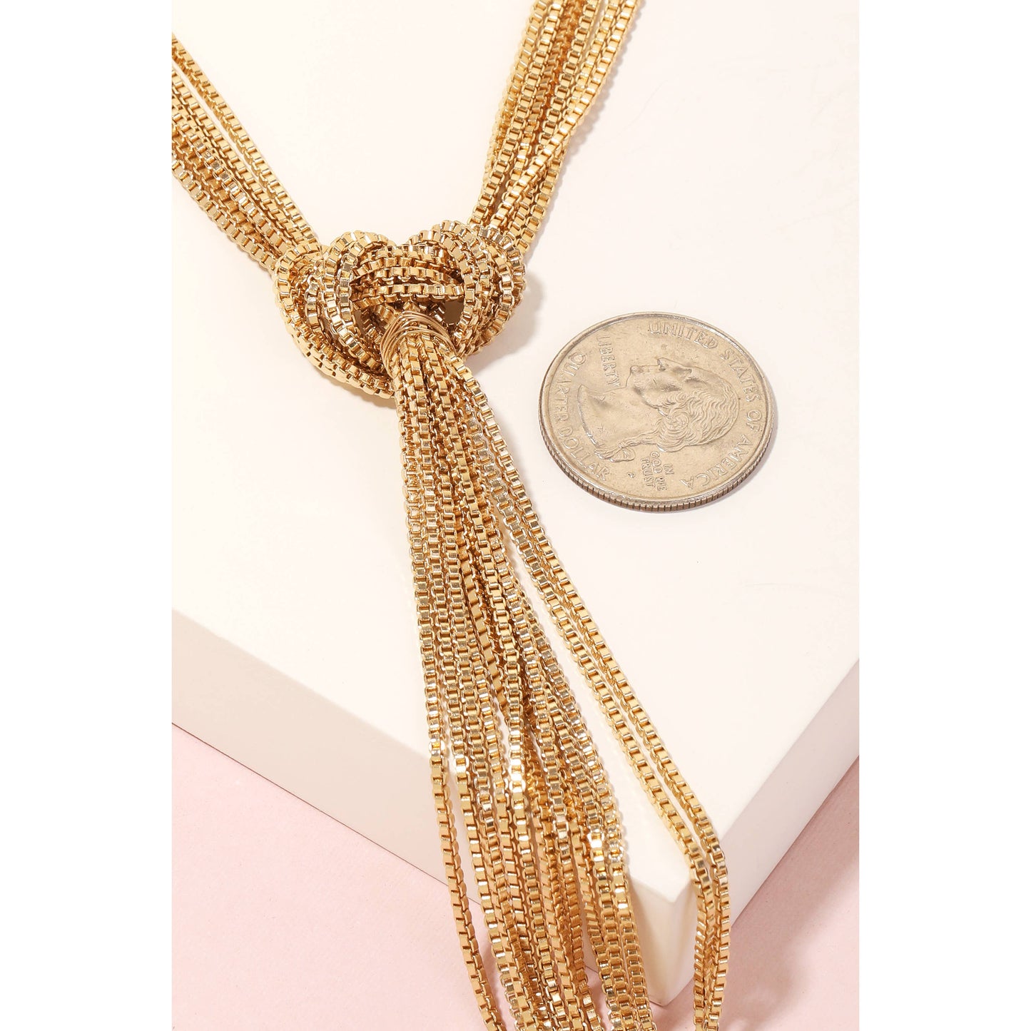 Long Box Chain Y Necklace