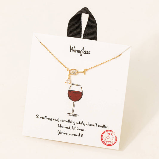 Pave Wine Glass Charm Necklace