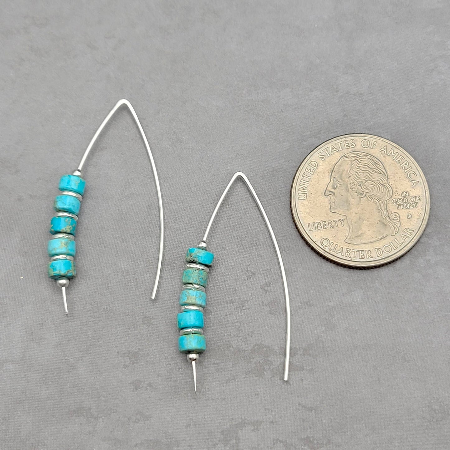 Modern Turquoise and Sterling Silver Threaders