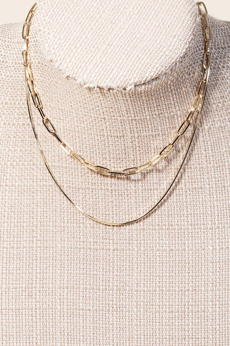 Double Chain Layered Necklace