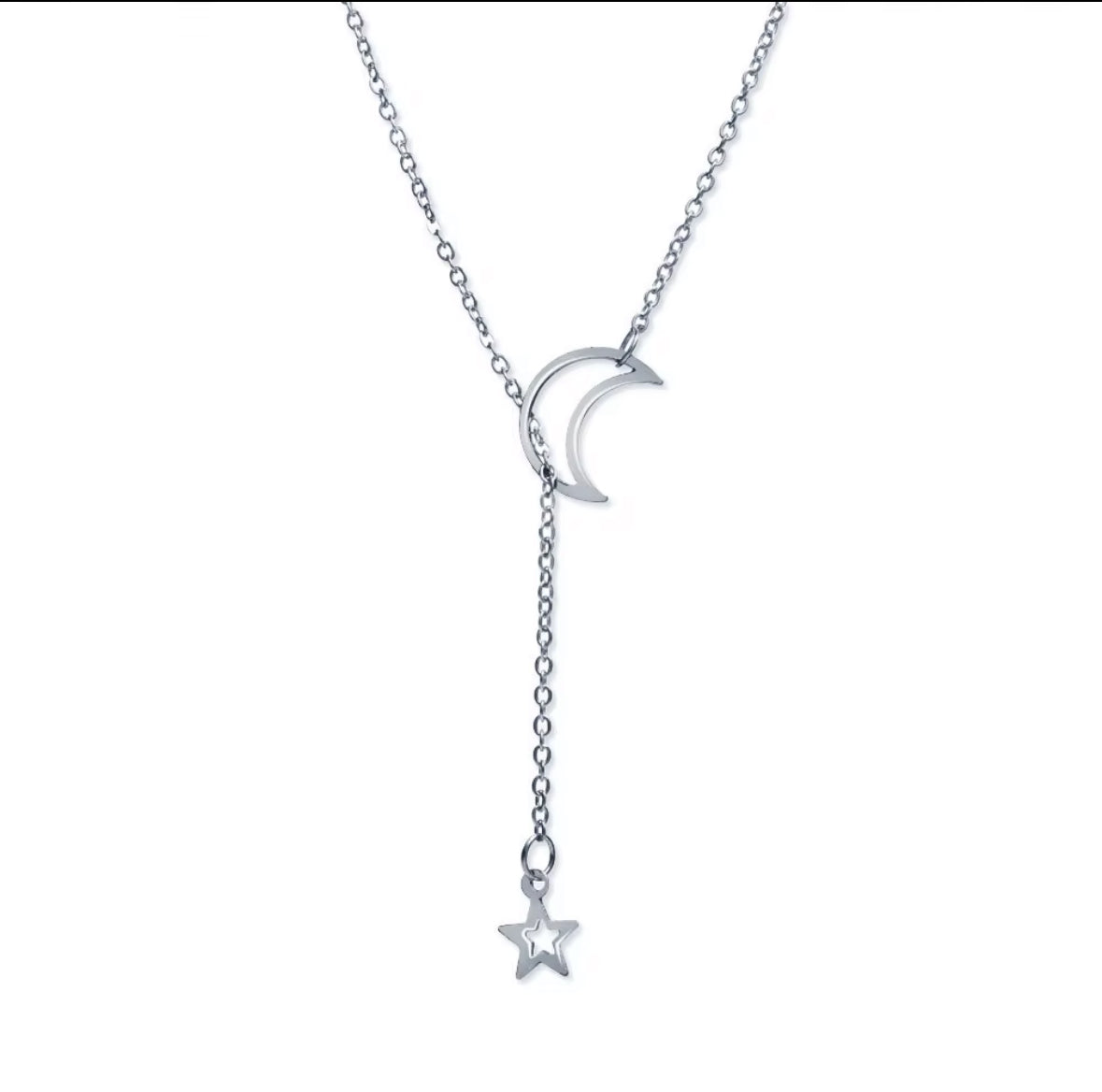 Hollow Moon Tassel Chain Necklace