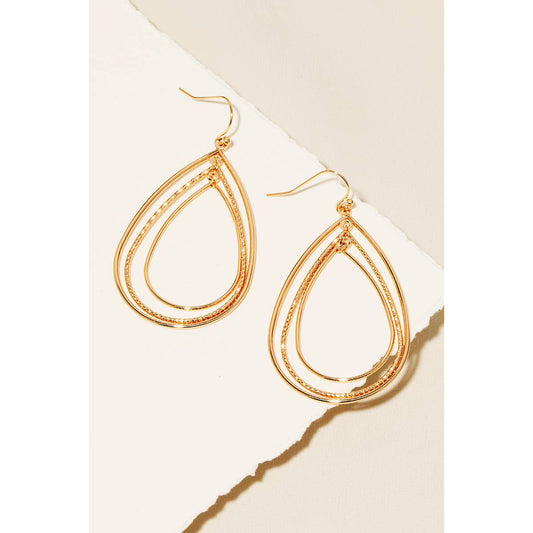 Layered Metallic Tear Dangle Earrings