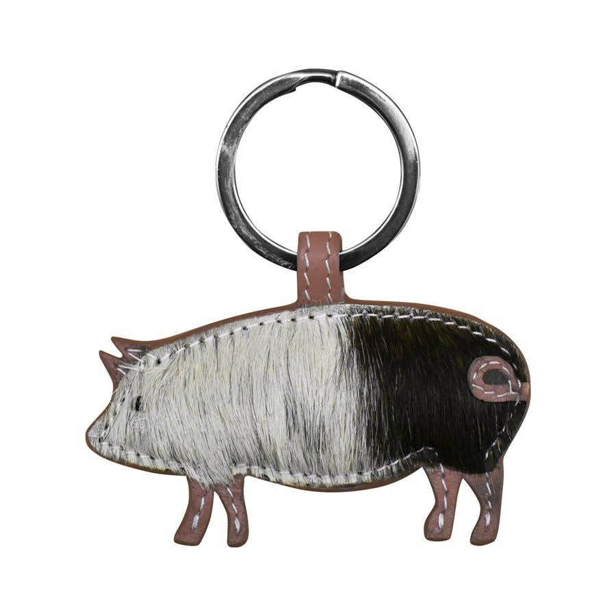 Pig Key Fob With Hair Accent