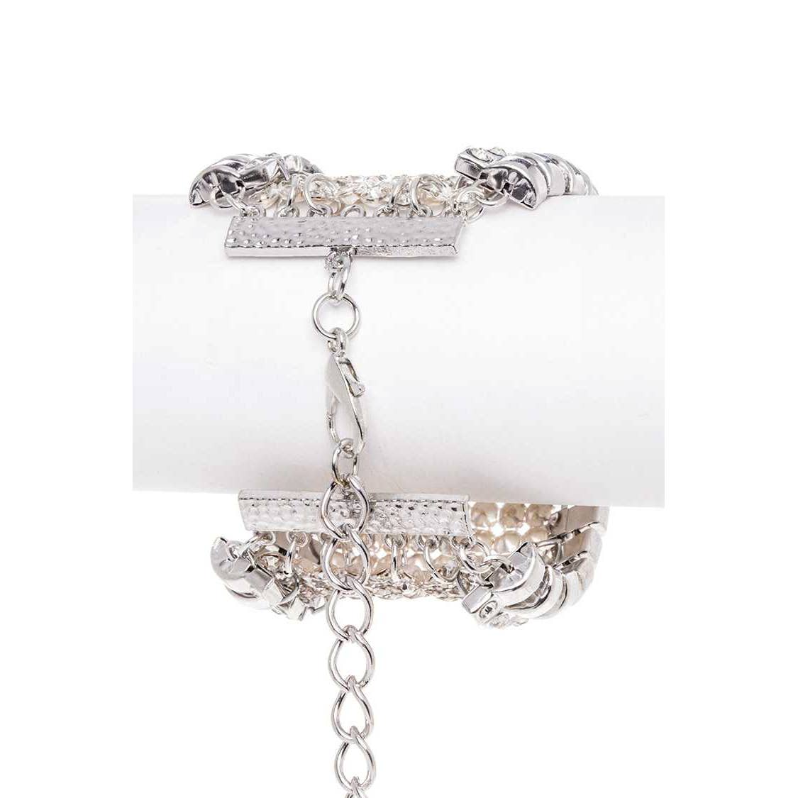 Mix Chain Mesh Rhinestone Statement Bracelet