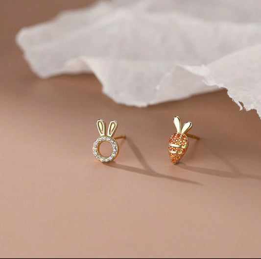 Asymmetrical Easter Bunny & Carrot Earrings
