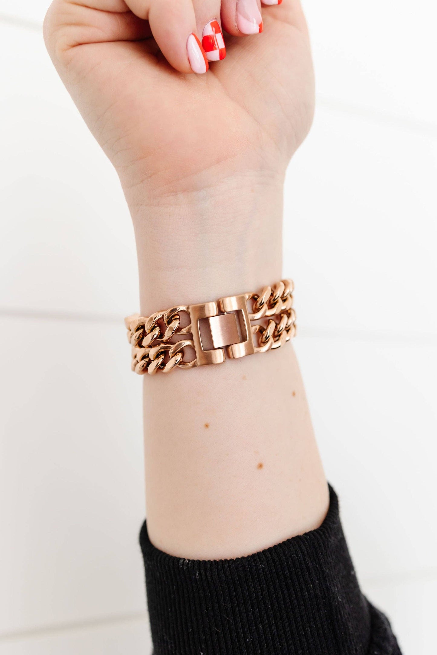 Rose Gold Double Chain Watch Band