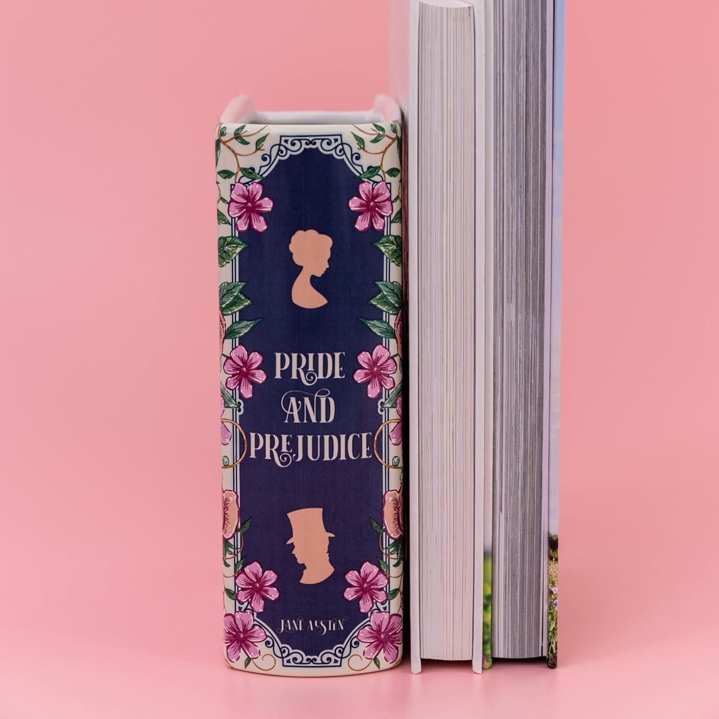 Pride and Prejudice - Large Vase - Original Book-Shaped Decorative Vase, Ceramic Vase, Cute Bookshelf Decor, Unique Vase for Book Lovers