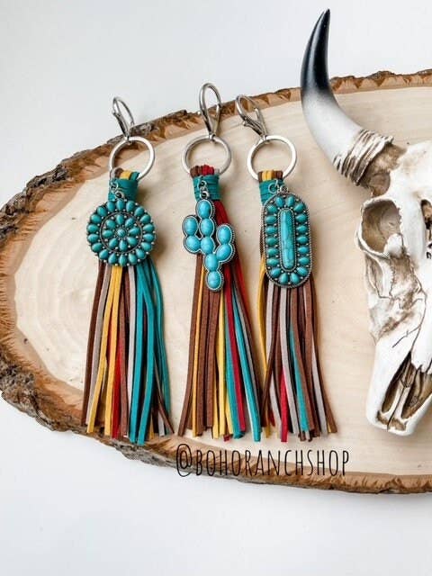 Turquoise Tassel Keychain