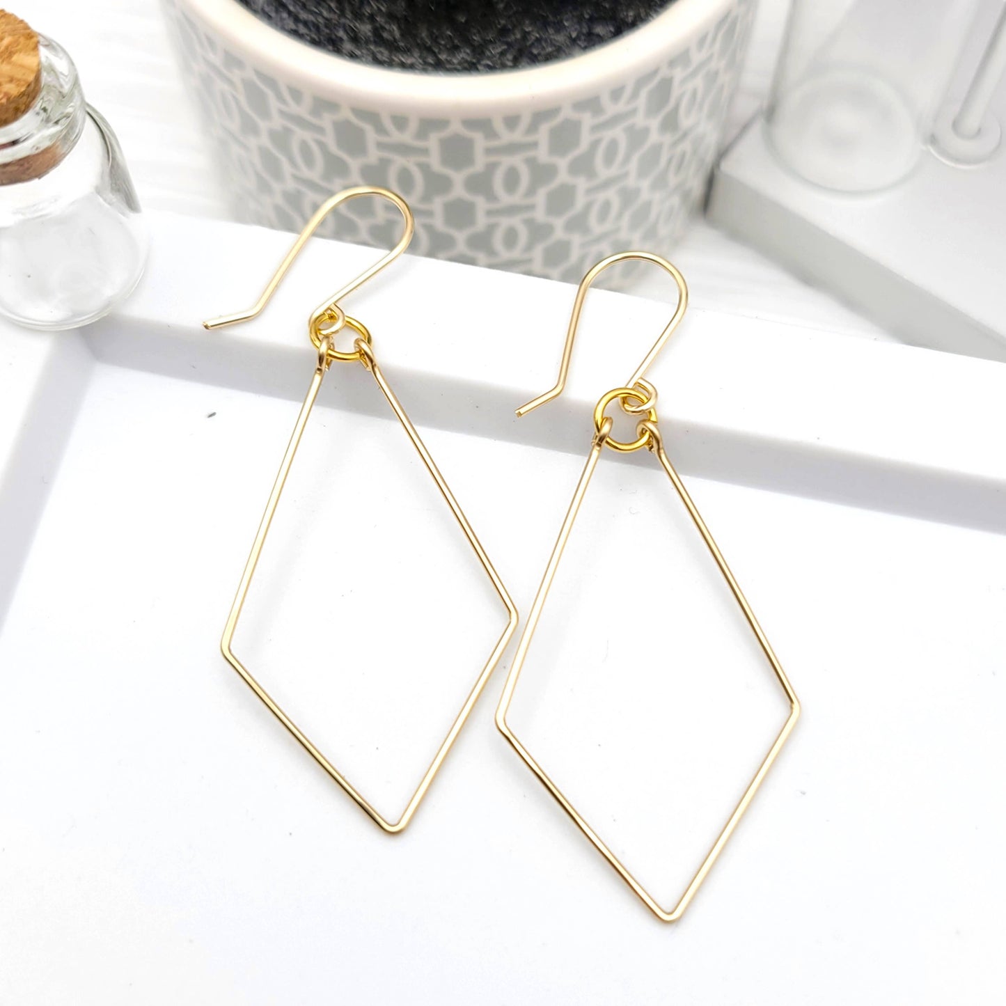 14k Gold Geometric Dangle Earrings