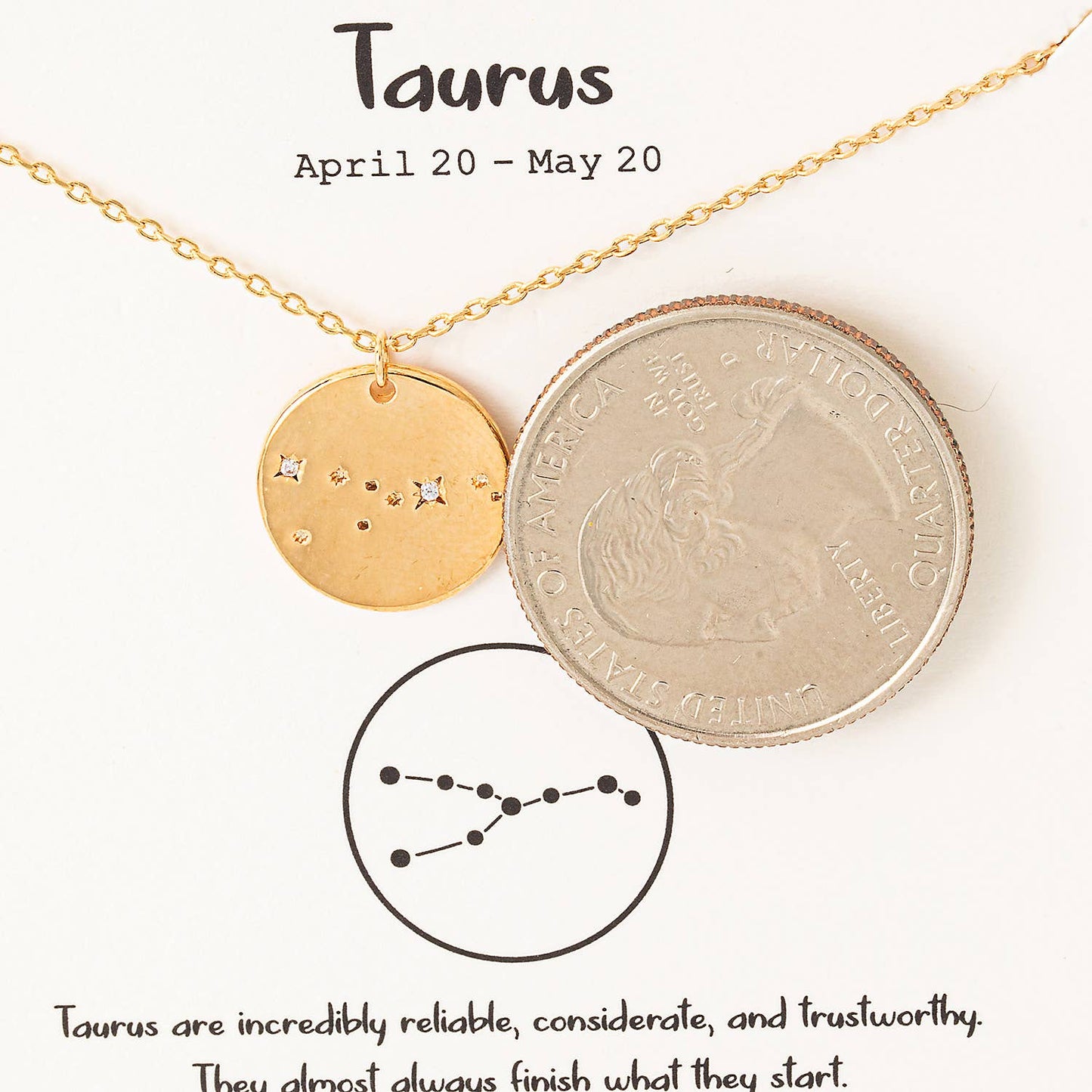 Gold Dipped Taurus Zodiac Coin Necklace