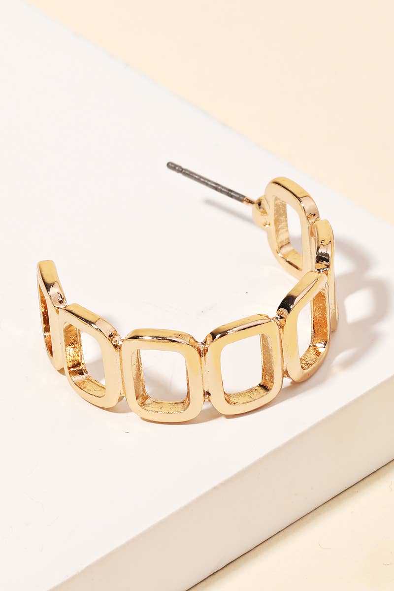 Mini Square Chain Hoop Earrings