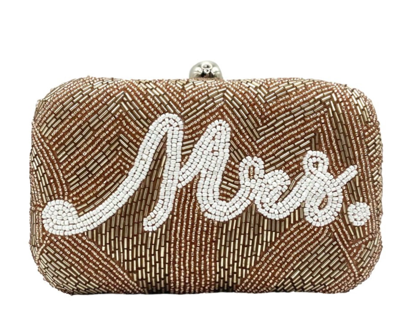 Mrs. Rose Gold Small Beaded Clutch