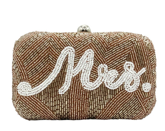 Mrs. Rose Gold Small Beaded Clutch