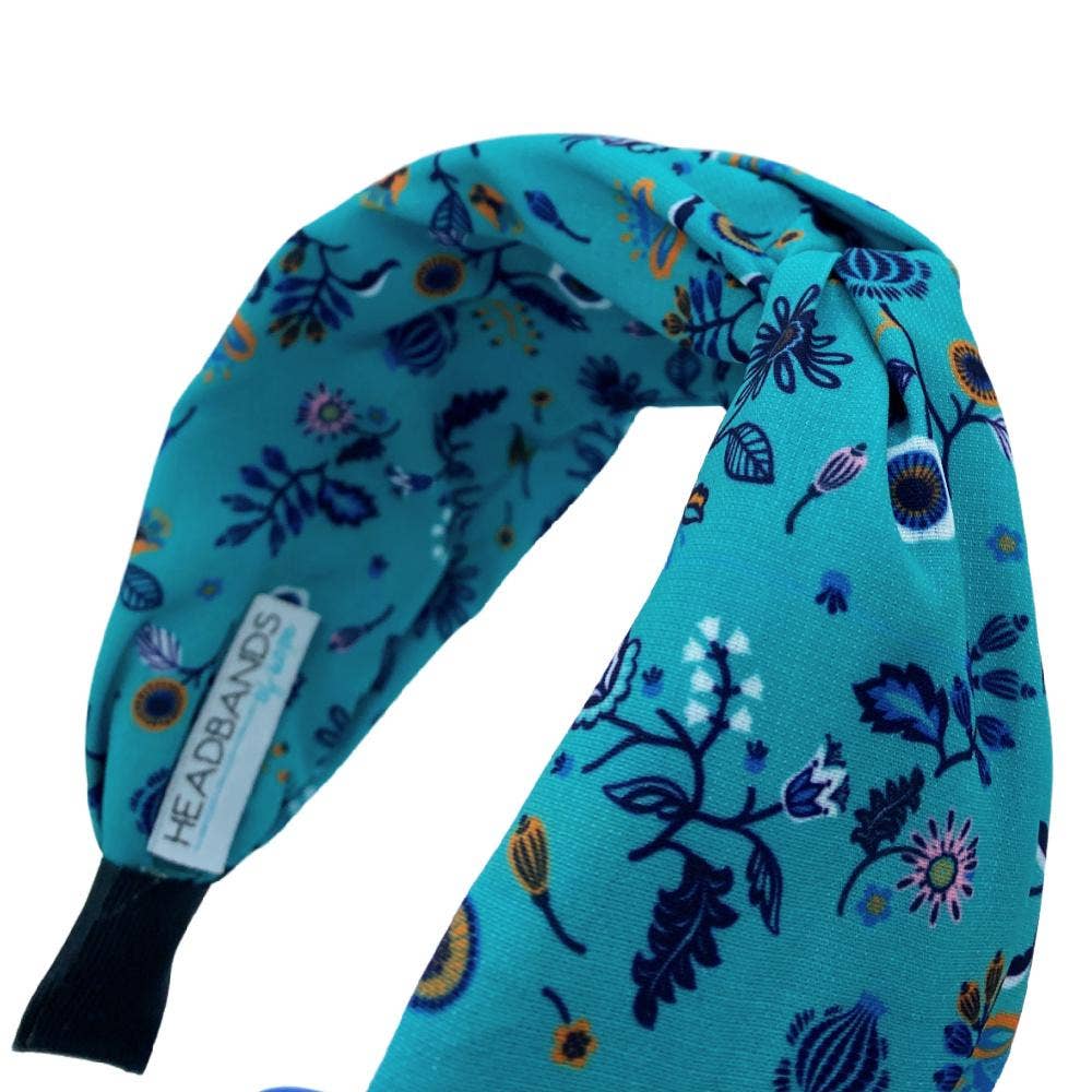 Traditional Knot Headband - Teal Anitque Floral
