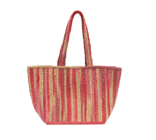 PINK OMBRE ELODIE BRAIDED JUTE TOTE