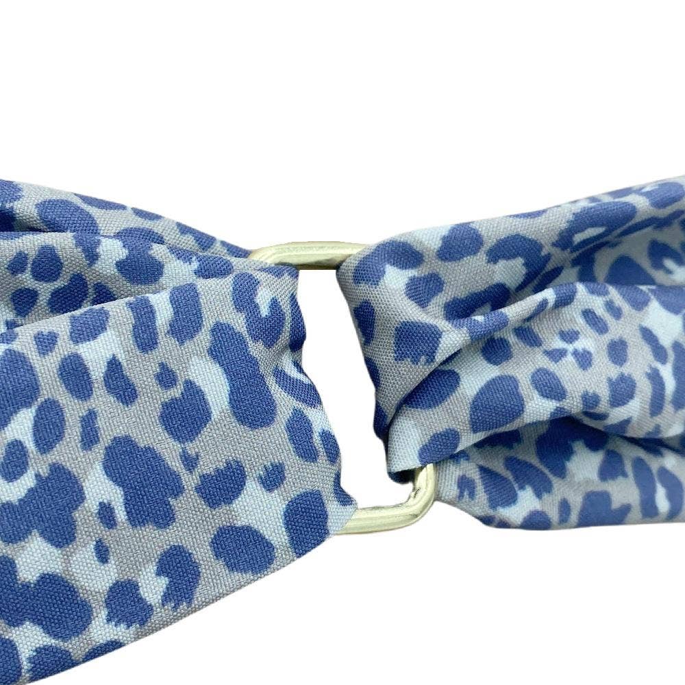 Gold Accent Twist Turban - Jaguar Tan + Periwinkle