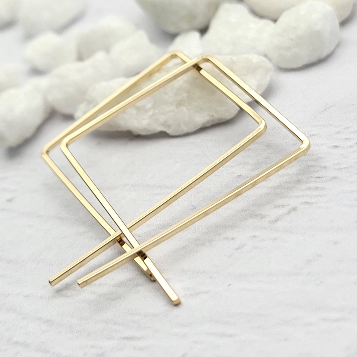 14 karat Gold Filled Square Threader Hoop Earrings